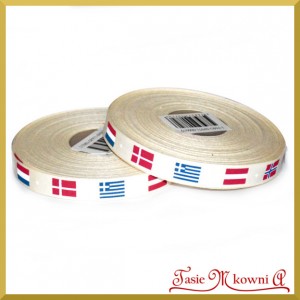 Tasiemka bawełniana z motywem flag 16mm/1mb