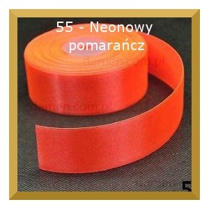 Tasiemka satynowa 38mm kolor 55 neonowy pomarańcz 2mb