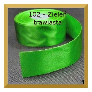 Tasiemka satynowa 38mm kolor 102 zieleń trawiasta 2mb