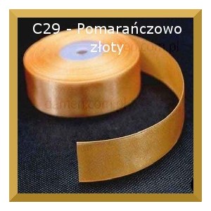 Tasiemka satynowa 25mm kolor C29 Pomarańczowo-złota