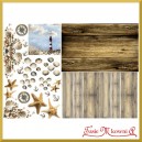 Papier do decoupage KLASYCZNY A4  D0153M - muszle rozgwiazdy latarnia