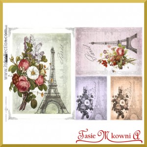 Papier do decoupage KLASYCZNY A4 D0478M - Paryż 4 kolory tła