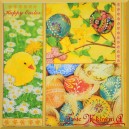Serwetka do Decoupage Happy Easter pisanki i kurczaczek