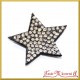 Gwiazdki czarne z drobinkami kryształków - ozdoby na przylepcu 3,5cm/6szt.