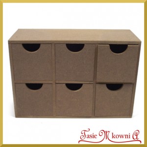 Pudełko drewniane na 6 szufladek 21X14X8 CM