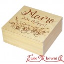 Drewniane pudełko z grawerem na Dzień Matki, wzór nr 6, kwadrat, naturalne