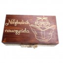 Podziękowanie dla nauczyciela - Herbaciarka 8 przegród , grawerowana wzór nr 2 ciemna, lakierowana