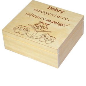 Drewniane pudełko z grawerem na Dzień Matki, wzór nr 1, kwadrat, naturalne