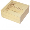 Drewniana szkatułka z grawerem dla nauczyciela, wzór nr 5, kwadrat, naturalne