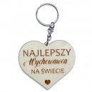 Breloczek serce, z grawerem, Najlepszy Wychowawca ze sklejki 