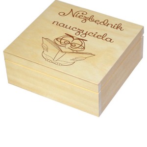 Herbaciarka zestaw prezentowy ze słodkościami dla Nauczyciela personalizowana szkatułka kuferek - zestaw 3, wzór 2