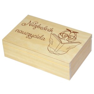 Herbaciarka 6 zestaw prezentowy ze słodkościami dla Nauczyciela personalizowana szkatułka kuferek - zestaw 1, wzór 2