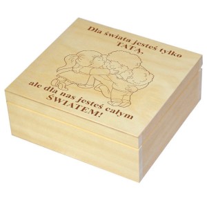 Szkatułka/pudełko z grawerem na Dzień Taty wzór nr 8 - naturalna 17,5x17,5cm
