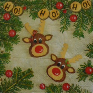 Serwetka do Decoupage HO HO HO RENIFERY DWA 1 szt