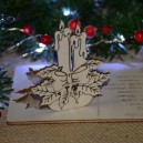 Kartka drewniana na święta życzenia ze ŚWIECZNIKIEM + koperta, Twój podpis  