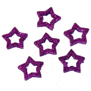 Gwiazdki brokatowe fioletowe 3,5cm/6szt.