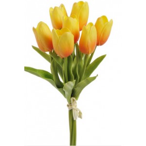 TULIPANY PIANKOWE BUKIET ŻÓŁTO POMARAŃCZOWE 28CM 7SZT