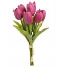 TULIPANY PIANKOWE BUKIET CIEMNY RÓŻ 28CM 7SZT