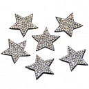 Gwiazdki czarne z drobinkami kryształków - ozdoby na przylepcu 3,5cm/6szt.