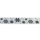 Tasiemka SATYNOWA biała ŚNIEŻYNKI 12mm/23mb 
