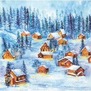 Serwetka do decoupage DOMKI W ŚNIEGU