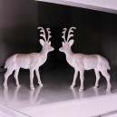 Renifer, figurka, biała brokatowa 13cm/2szt