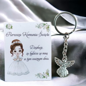 Podziękowanie dla gości brelok anioł I Komunia Św. 