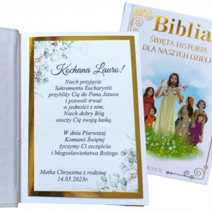 Pamiątka Chrztu Świętego Biblia z personalizacją