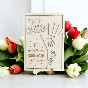 Personalizowana statuetka dla Taty Serce z drewna, Grawer imion 