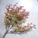 Gałązka - bukiet listki i kwiatuszki 37cm zieleń z różem