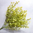 Gałązka - bukiet listki i kwiatuszki 37cm zieleń z żółtym