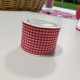 Tasiemka ozdobna w kratkę  BIAŁO-CZERWONA 25mm/10mb