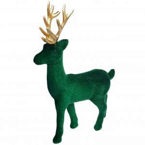 Renifer welurowy, szary, złote poroże - 19cm