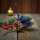 Gałazka jagódki, jeżyna, igliwie, szyszka