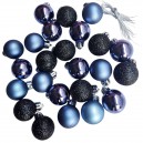 Bombki plastikowe kulki mat/blysk/brokat  3cm/24szt. GRANAT