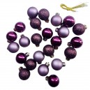 Bombki plastikowe kulki mat/blysk/brokat  3cm/24szt. FUKSJA