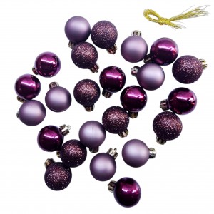 Bombki plastikowe kulki mat/blysk/brokat  3cm/24szt. GRANAT