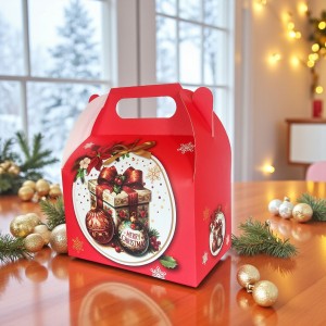 Pudełko składane prezentowe - bombki z prezentem - 12 szt