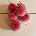 Rajskie jabłuszka oblodzone, oszronione, cukrowe czerwone duże 6cm/6szt. z zawieszką