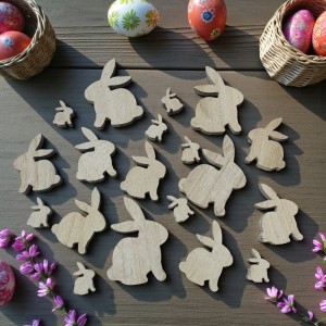 Zające drewniane miks rozmiaru 18szt bielone