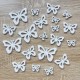 Drewniane motylki ażurowe 18szt białe - mix rozmiarów