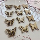 Drewniane motylki ażurowe i pełne 12szt naturalne