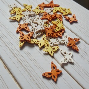 Drewniane motylki ażurowe 36szt 3kolory