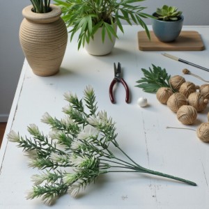 Oset - gałązki w bukiecie 33cm - biały