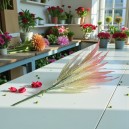 Sztuczna trawa ozdobna 43cm - kremowo-różowa