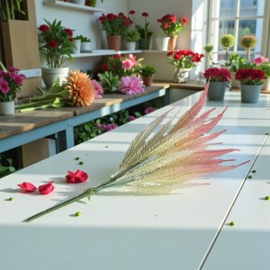 Sztuczna trawa ozdobna 43cm - kremowo-różowa