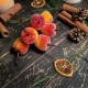 Rajskie jabłuszka oblodzone, oszronione, cukrowe czerwono-pomarańczowe 3cm/6szt. na druciku