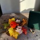 Gałązka jesienna 27cm z dynią welurową, szyszką, żołędziem, hortensją i listkami