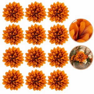 Mini chryzantema POMARAŃCZOWO/BRĄZOWA - główka kwiatowa 10cm zestaw 12szt.